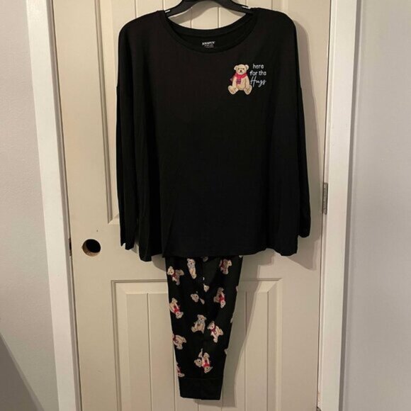 NEW 2Pc 2X 18W-20W Women's Here for the Hugs Teddy Bear Pajamas w/ Pockets - Picture 2 of 4